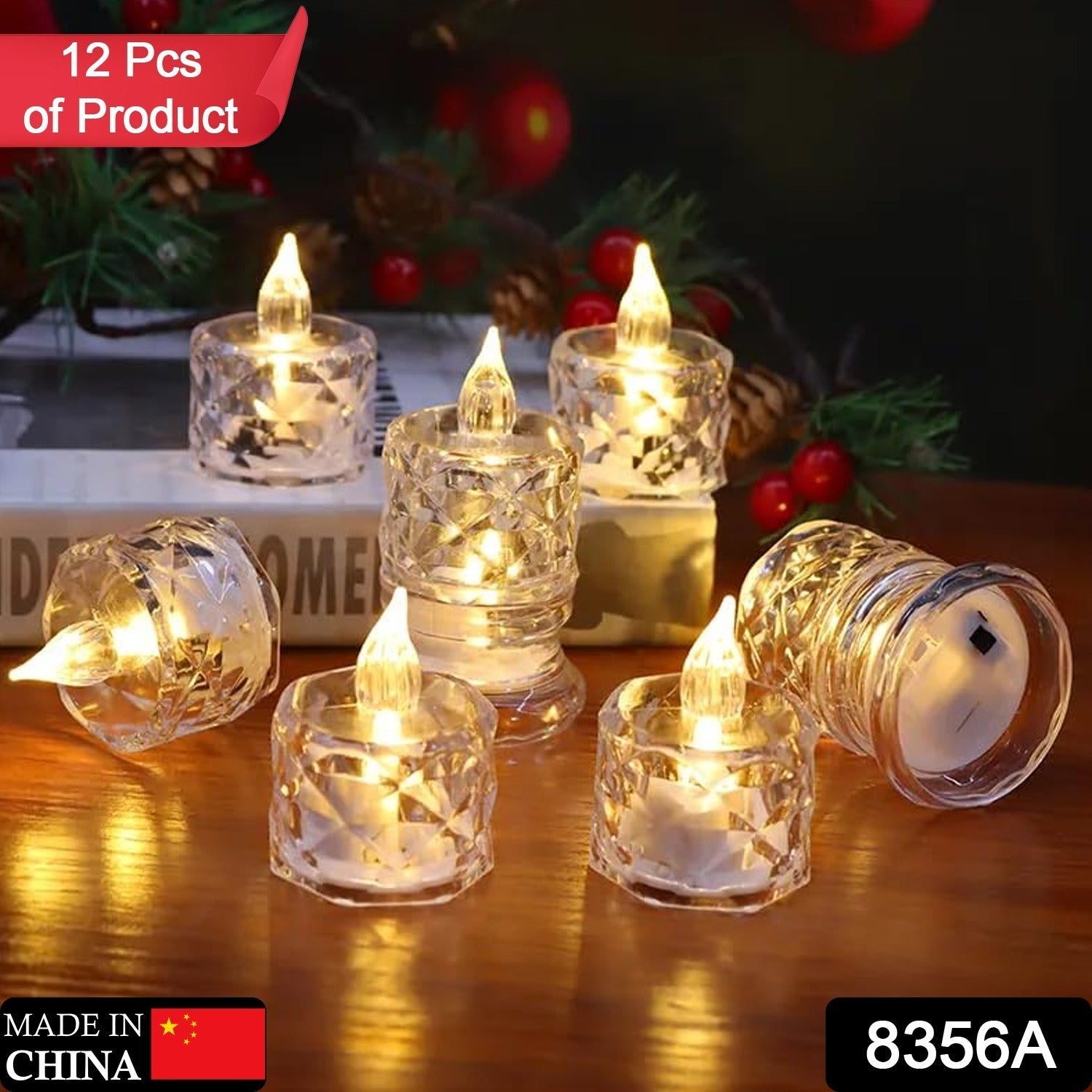 12 Pcs Flameless and Smokeless Decorative Acrylic Candles Transparent Led Tea Light Candle for Gifting, House, Diwali, Christmas, Festival, Events Decor Candles 12 Pcs Flameless and Smokeless Decorative Acrylic Candles Transparent Led Tea Light Candle for Gifting, House, Diwali, Christmas, Festival, Events Decor Candles